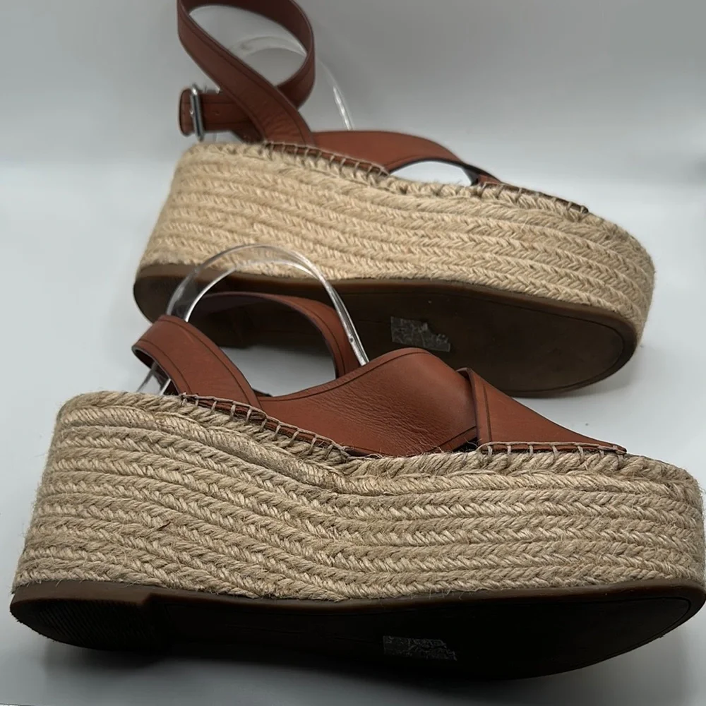 Dolce Vita Sz 10 Carsie Brown Leather Espadrille Wedges‎ Ankle Strap